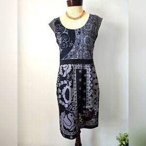 DESIGUAL Black and Gray Patterned Dress. Size Medium